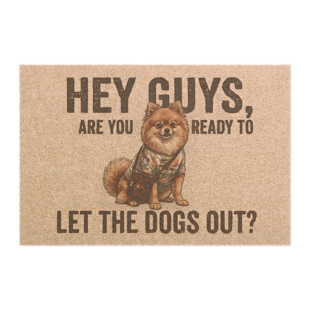 Pomeranian illustrated coir welcome doormat