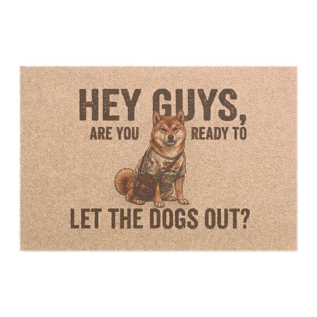Shiba Inu illustrated coir welcome doormat