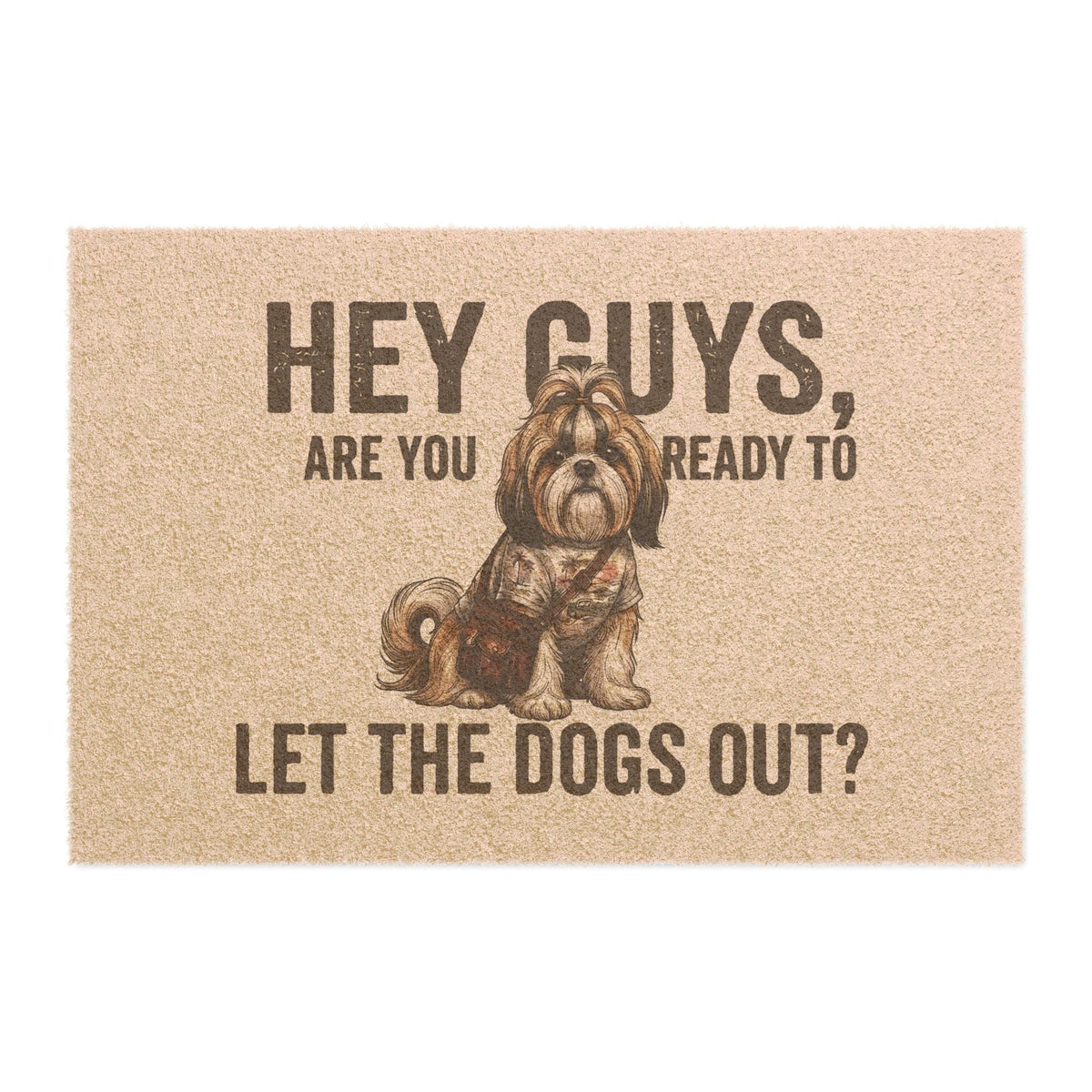 Shih Tzu illustrated coir welcome doormat