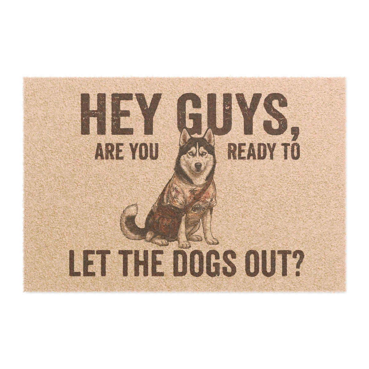 Siberian Husky illustrated coir welcome doormat